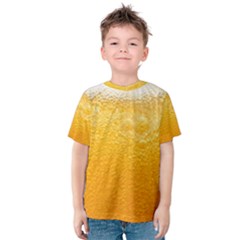 Texture Pattern Macro Glass Of Beer Foam White Yellow Kids  Cotton Tee