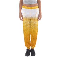 Texture Pattern Macro Glass Of Beer Foam White Yellow Women s Jogger Sweatpants by Semog4