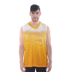 Texture Pattern Macro Glass Of Beer Foam White Yellow Men s Basketball Tank Top by Semog4