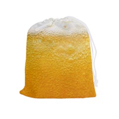 Texture Pattern Macro Glass Of Beer Foam White Yellow Drawstring Pouch (xl) by Semog4