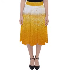 Texture Pattern Macro Glass Of Beer Foam White Yellow Classic Midi Skirt by Semog4