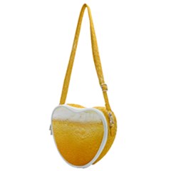 Texture Pattern Macro Glass Of Beer Foam White Yellow Heart Shoulder Bag by Semog4