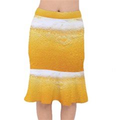 Texture Pattern Macro Glass Of Beer Foam White Yellow Short Mermaid Skirt by Semog4