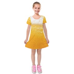 Texture Pattern Macro Glass Of Beer Foam White Yellow Kids  Short Sleeve Velvet Dress by Semog4