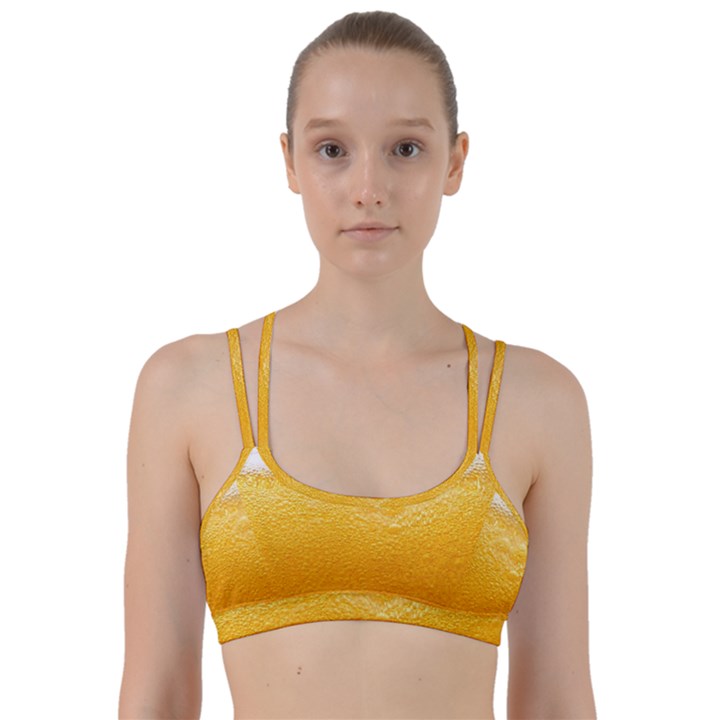 Texture Pattern Macro Glass Of Beer Foam White Yellow Line Them Up Sports Bra