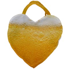 Texture Pattern Macro Glass Of Beer Foam White Yellow Giant Heart Shaped Tote by Semog4