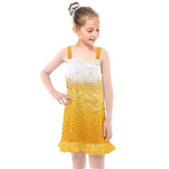 Texture Pattern Macro Glass Of Beer Foam White Yellow Kids  Overall Dress by Semog4