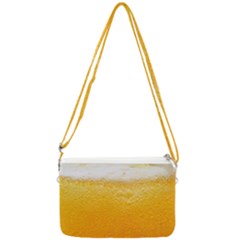 Texture Pattern Macro Glass Of Beer Foam White Yellow Double Gusset Crossbody Bag by Semog4