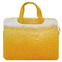 Texture Pattern Macro Glass Of Beer Foam White Yellow Macbook Pro 16  Double Pocket Laptop Bag  by Semog4