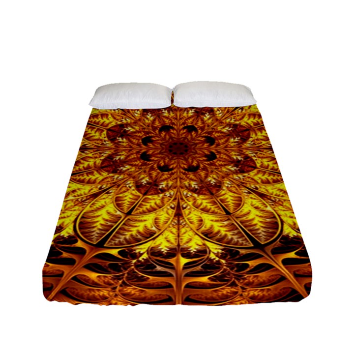 Abstract Gold Mandala Yellow Fitted Sheet (Full/ Double Size)