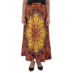 Abstract Gold Mandala Yellow Flared Maxi Skirt by Semog4