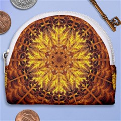 Abstract Gold Mandala Yellow Horseshoe Style Canvas Pouch by Semog4