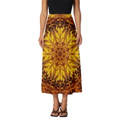 Abstract Gold Mandala Yellow Classic Midi Chiffon Skirt