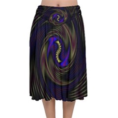 Manadala Twirl Abstract Velvet Flared Midi Skirt