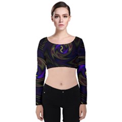 Manadala Twirl Abstract Velvet Long Sleeve Crop Top by Semog4