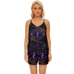 Manadala Twirl Abstract V-neck Satin Pajamas Set