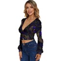 Manadala Twirl Abstract Long Sleeve Deep-V Velour Top View2