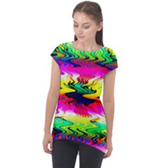 Waves Of Color Cap Sleeve High Low Top by Semog4