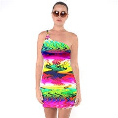 Waves Of Color One Shoulder Ring Trim Bodycon Dress by Semog4