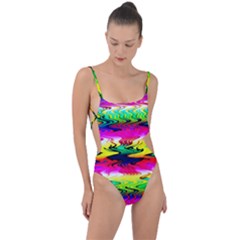 Waves Of Color Tie Strap One Piece Swimsuit by Semog4