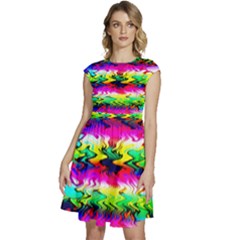 Waves Of Color Cap Sleeve High Waist Dress by Semog4