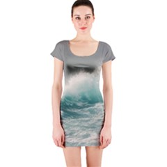 Big Storm Wave Short Sleeve Bodycon Dress by Semog4