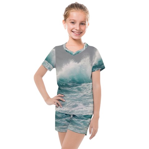 Big Storm Wave Kids  Mesh Tee And Shorts Set by Semog4