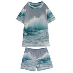 Big Storm Wave Kids  Swim Tee And Shorts Set by Semog4