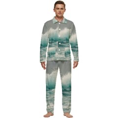 Big Storm Wave Men s Long Sleeve Velvet Pocket Pajamas Set by Semog4