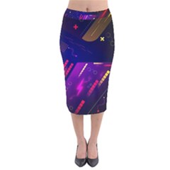 Colorful Abstract Background Creative Digital Art Colorful Geometric Artwork Velvet Midi Pencil Skirt by Semog4