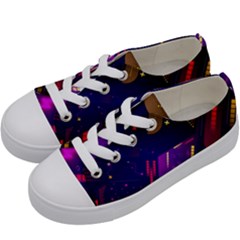 Colorful Abstract Background Creative Digital Art Colorful Geometric Artwork Kids  Low Top Canvas Sneakers by Semog4