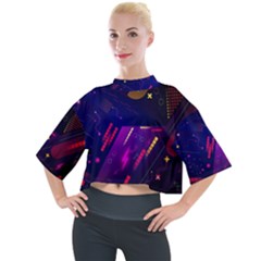 Colorful Abstract Background Creative Digital Art Colorful Geometric Artwork Mock Neck Tee by Semog4