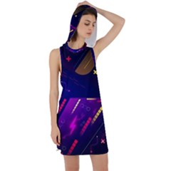 Colorful Abstract Background Creative Digital Art Colorful Geometric Artwork Racer Back Hoodie Dress by Semog4