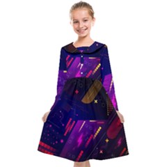 Colorful Abstract Background Creative Digital Art Colorful Geometric Artwork Kids  Midi Sailor Dress by Semog4