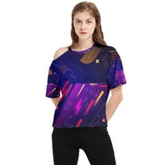 Colorful Abstract Background Creative Digital Art Colorful Geometric Artwork One Shoulder Cut Out Tee by Semog4