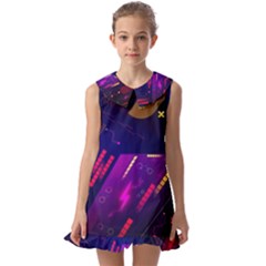 Colorful Abstract Background Creative Digital Art Colorful Geometric Artwork Kids  Pilgrim Collar Ruffle Hem Dress by Semog4