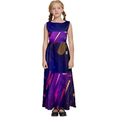 Colorful Abstract Background Creative Digital Art Colorful Geometric Artwork Kids  Satin Sleeveless Maxi Dress by Semog4