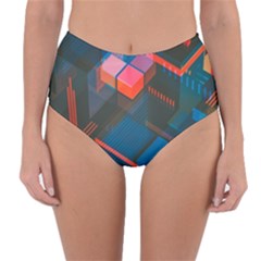 Minimalist Abstract Shaping Abstract Digital Art Minimalism Reversible High-waist Bikini Bottoms by Semog4