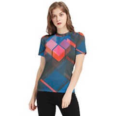 Minimalist Abstract Shaping Abstract Digital Art Minimalism Women s Short Sleeve Rash Guard by Semog4