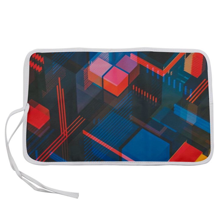 Minimalist Abstract Shaping Abstract Digital Art Minimalism Pen Storage Case (S)