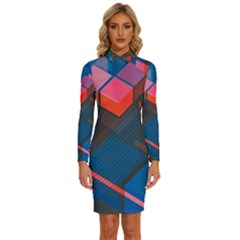 Minimalist Abstract Shaping Abstract Digital Art Minimalism Long Sleeve Shirt Collar Bodycon Dress by Semog4