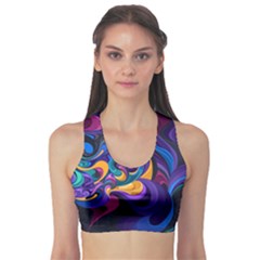 Colorful Waves Abstract Waves Curves Art Abstract Material Material Design Sports Bra by Semog4