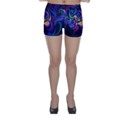 Colorful Waves Abstract Waves Curves Art Abstract Material Material Design Skinny Shorts by Semog4