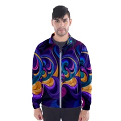 Colorful Waves Abstract Waves Curves Art Abstract Material Material Design Men s Windbreaker by Semog4