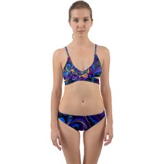 Colorful Waves Abstract Waves Curves Art Abstract Material Material Design Wrap Around Bikini Set by Semog4