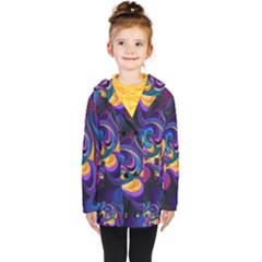 Colorful Waves Abstract Waves Curves Art Abstract Material Material Design Kids  Double Breasted Button Coat by Semog4