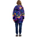 Colorful Waves Abstract Waves Curves Art Abstract Material Material Design Kid s Hooded Longline Puffer Jacket View4