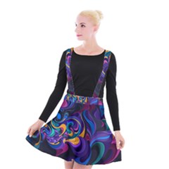 Colorful Waves Abstract Waves Curves Art Abstract Material Material Design Suspender Skater Skirt by Semog4