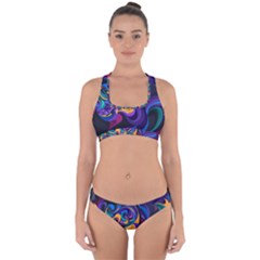 Colorful Waves Abstract Waves Curves Art Abstract Material Material Design Cross Back Hipster Bikini Set by Semog4