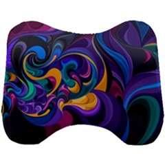 Colorful Waves Abstract Waves Curves Art Abstract Material Material Design Head Support Cushion by Semog4